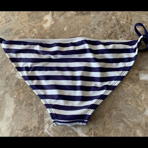 Xhilaration blue/white stripes swim bikini bottom, size Medium - Picture 3 of 5